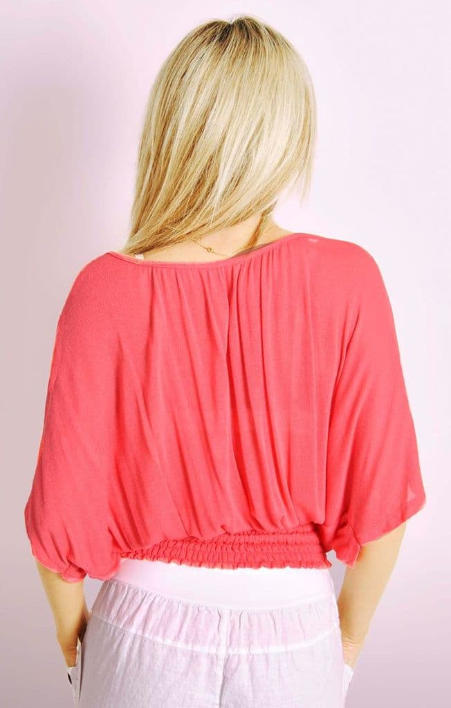 Ladies Sheer Fine Knit Batwing Top